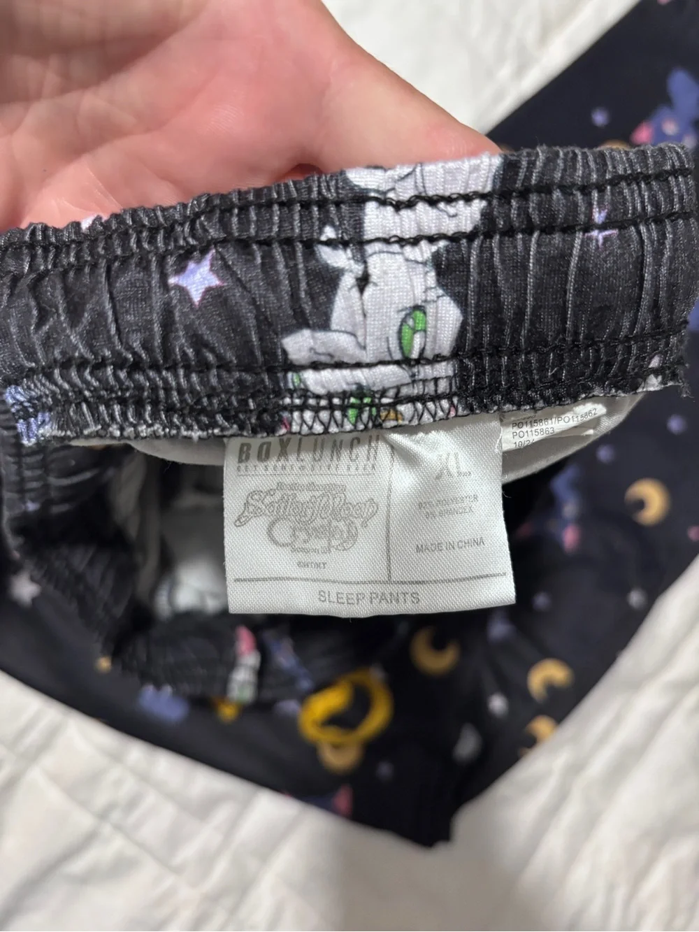 Kids Black Cat Print Pajama Pants with Yellow Drawstring